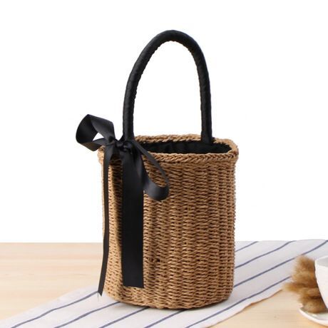 2018 summer straw woven bucket beach bags Diy