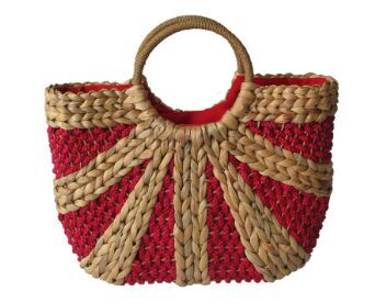 Straw beach bag circle handle factory