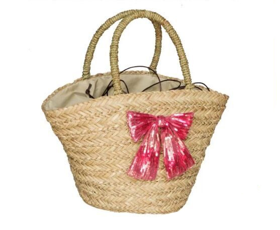 Designer  Straw beach tote  handbags with bowknot decoration for sale