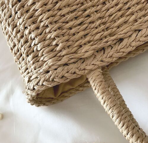 2018 Fashion Rattan Woven Handbag Straw Knitted Hand Made Beach Bag Beach Travel