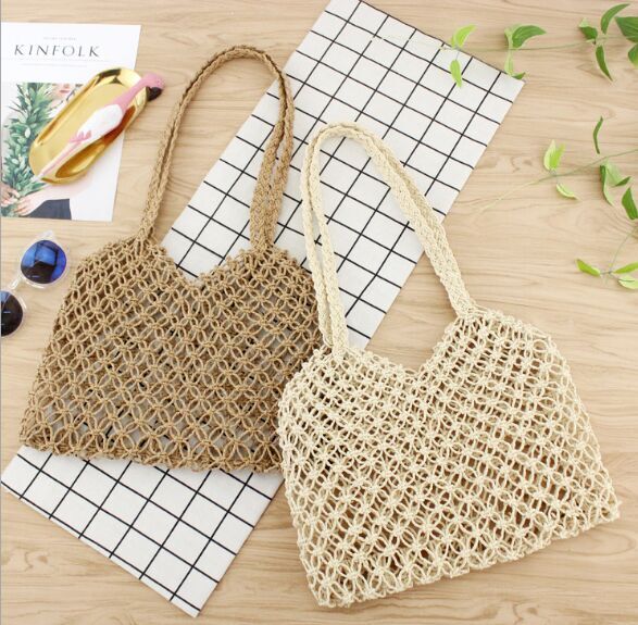 Custom Crochet square straw beach bag tote diy