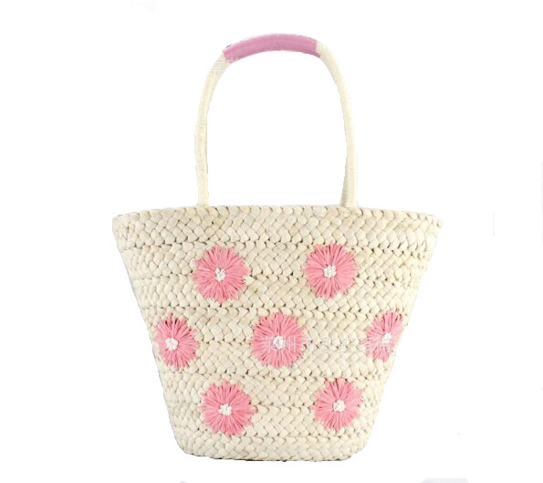 Handmade Cute Straw bagsTote with embroidery flower designer for beach hongkong
