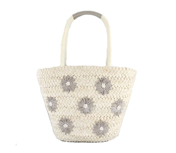 Handmade Cute Straw bagsTote with embroidery flower designer for beach hongkong