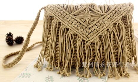 ​ New design small  Crochet paper rope square straw bag with cross body for summer