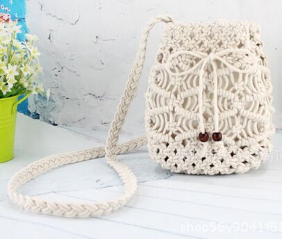 Crochet straw  backpack with Drawstring cross body bags for sale small totes