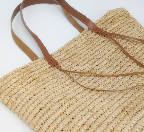 2018 New design handwoven Ruffle straw bags crochet with leather belt for summer