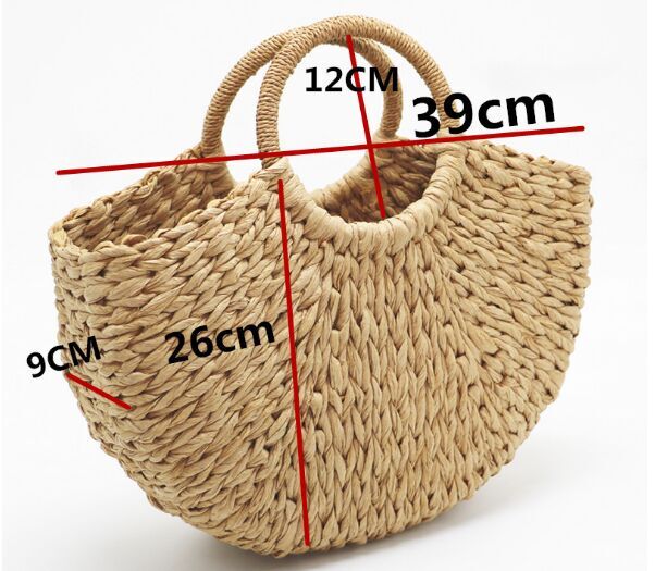 2018 Fashion Summer handmade  Rattan Woven handbag Beach straw bag diy cheap for sale black