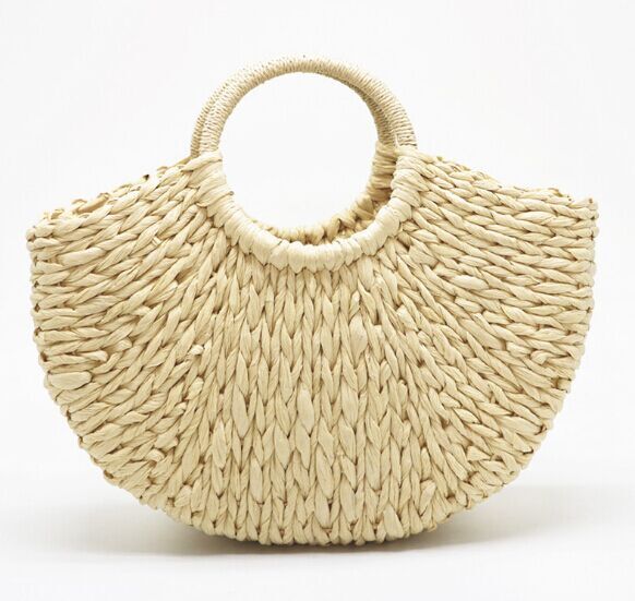 2018 Fashion Summer handmade  Rattan Woven handbag Beach straw bag diy cheap for sale black