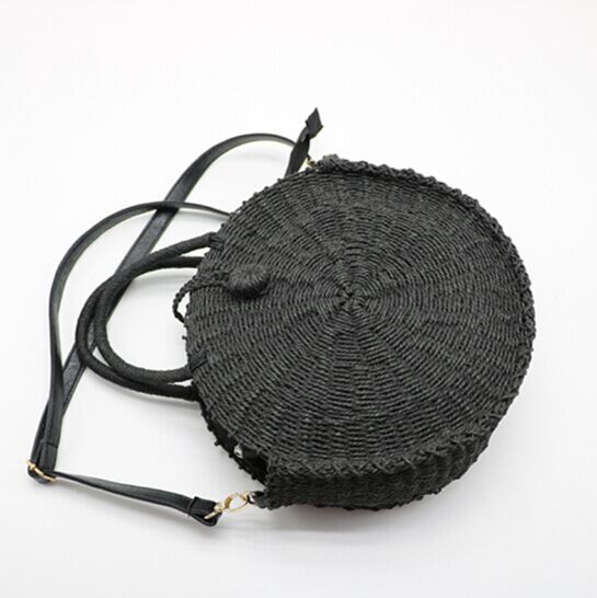 2018 new style  Straw bags circle trend  for summer aliexpress australia popular black natural color