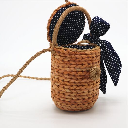 New arrival Straw bucket with cover handle  or cross body basket uk wholesale