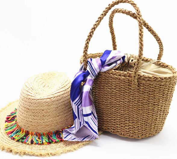 Straw beach bags tote wholesale busket handbags manufacturer cheap