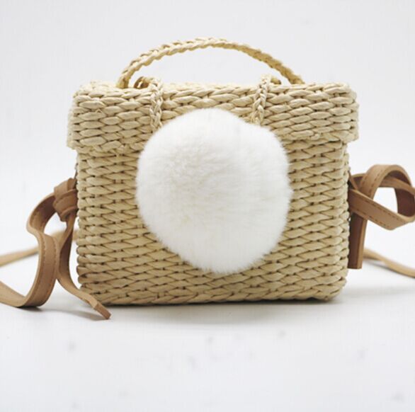 2018 New straw bags Cross Body Bag with pom pom Fashion manufacturer uk
