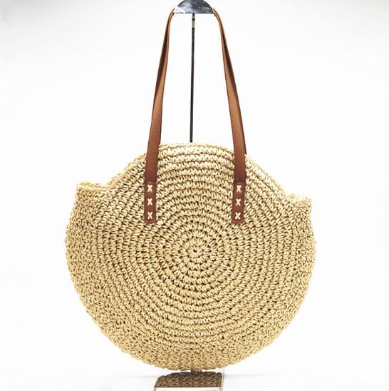 2018 New Design Straw Bags Circle Tote round summer beach Aliexpress Australia plain