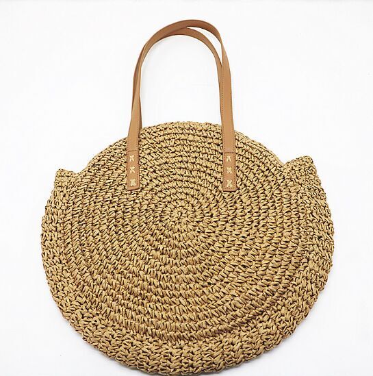 2018 New Design Straw Bags Circle Tote round summer beach Aliexpress Australia plain